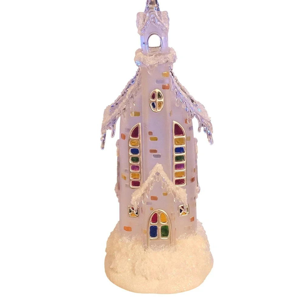Holiday Ice Sculptures Chapel in the Snow Color Changing Lighted Church C144